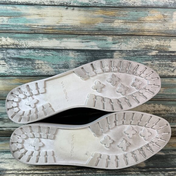 Via Spiga Loafer Womens 7.5M Black Leather Dress Comfort Shoe Wedge Heel Slip On - Picture 6 of 12